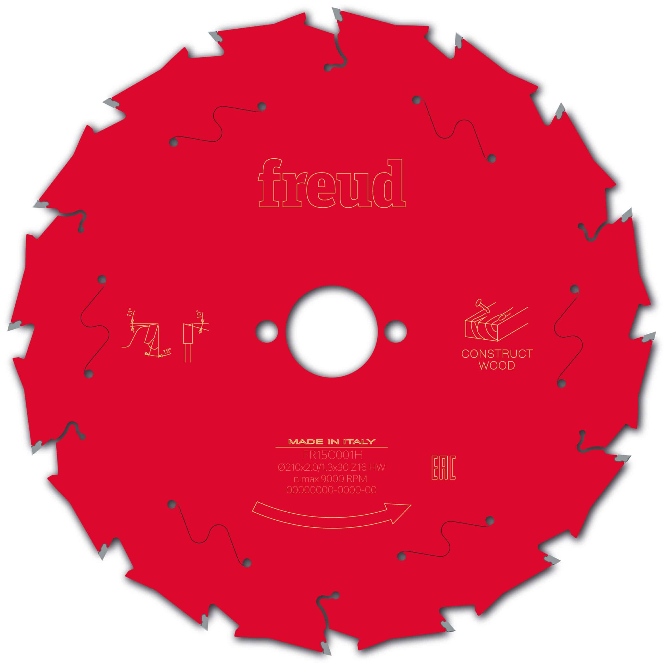 Kreissägeblatt für Bauholz – D210_B2.0_b1.3_d30 Z16 18°