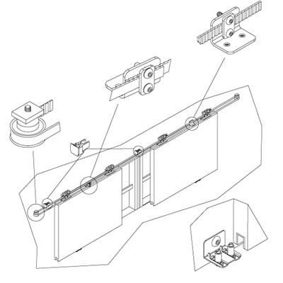 MANTION Synchronlaufset WIN-SLIDE für 2 Fensterläden mit Umlenkrollen und Zahnriemen