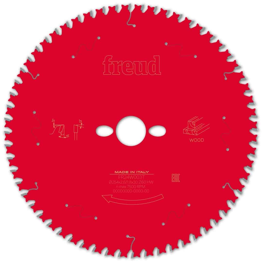 Kreissägeblatt für Querschnitte in Holzplatten – D254_B2.6_b1.8_d30 Z60 10°