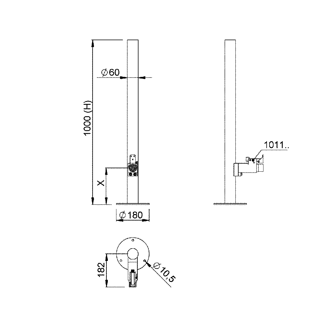Tor- und Türfeststeller KWS 1920.82 + 1011.35 Edelstahlpfosten 1000 mm zum Aufschrauben - Image 5