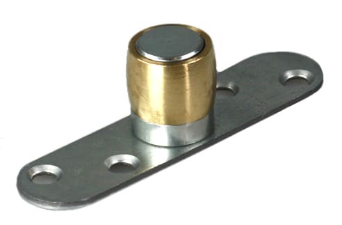 Mantion Bodenführung 1099 mit Messingrolle auf Platte, Torführung für Führungsschiene 1110 Stahl